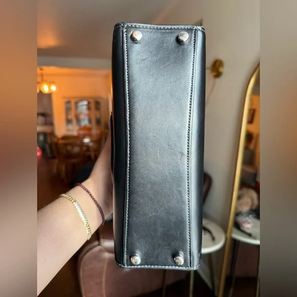 Coach Embossed C Black Leather Handbag Crossbody - Picture 9 of 15